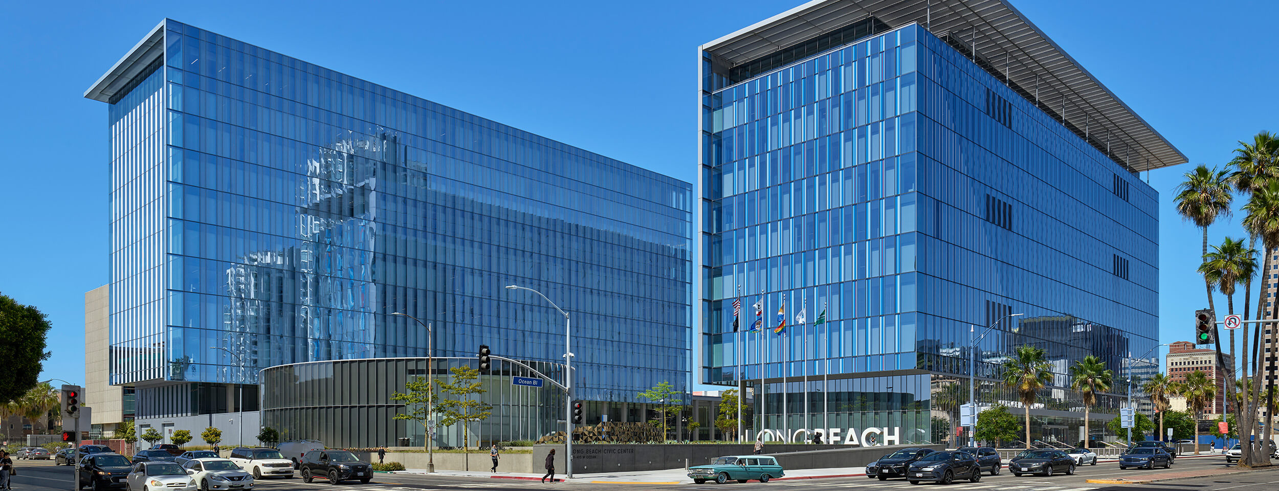 Long Beach Civic Center, Port of Long Beach Headquarters, and Billie Jean King Main Library
